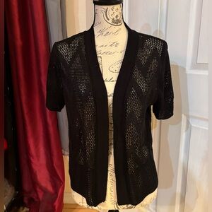 Vintage Laura Scott Black Open Knit Cardigan